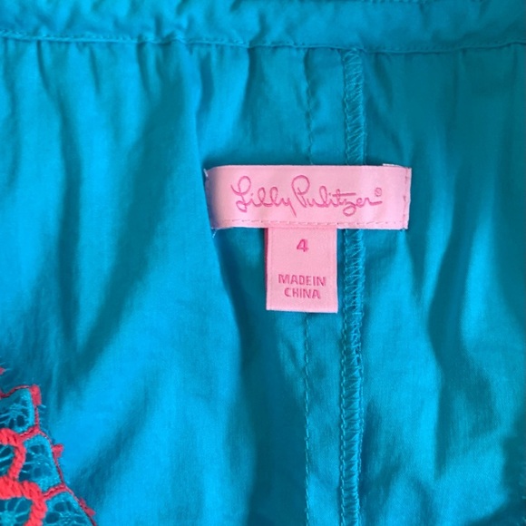 Lilly Pulitzer Cee Cee Snorkel Teal and Coral Red Lace Dress in Size 4 - Picture 6 of 7